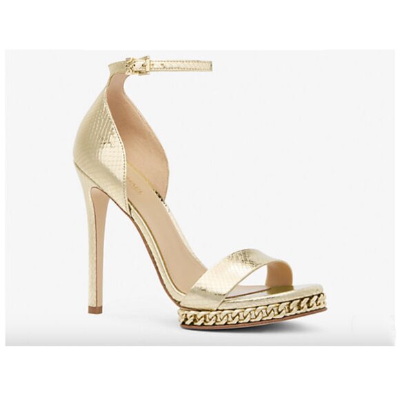 Michael Michael Kors "Jordyn" Metallic Snake Embossed Leather Platform Size: 8M - Picture 1 of 10